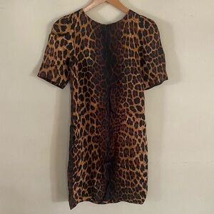 Zara Basic Brown Black Cheetah Print Mini Dress Size XS